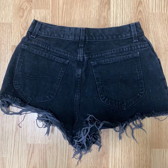 Vintage Distressed Black Denim Cutoffs - Picture 2 of 6